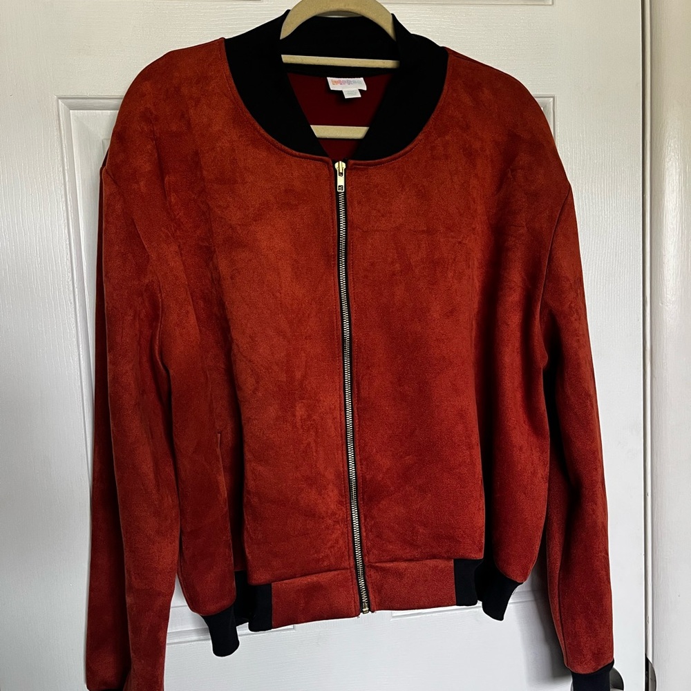 LuLaRoe Women's Velvet Bomber Jacket - Rust